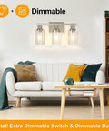 Three Light Brushed Nickel Bathroom Vanity Light Fixtures With Clear Glass Shades Sleek Modern Wall Sconce in living room