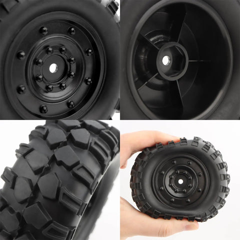 Four Piece RC Rubber Tire Set for 1/12 Scale Crawler Cars H12P H12Y H12Y+ MN-82 MN-128 MN82S Replacement Spare Parts not glued on rim