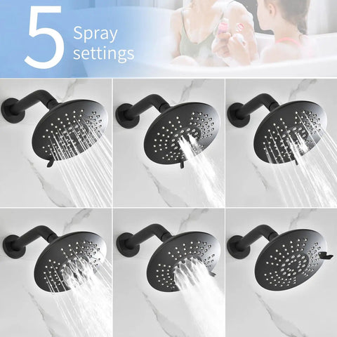 Sleek Matte Black All In One Shower System With Rain Shower Head And Handheld High Pressure 15 Settings Dual 2 In 1 Fixtures