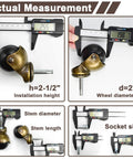 Brass Vintage 2 Inch Ball Caster Set Of 4 With 5/16 Inch By 1-1/2 Inch Stem For Furniture Cabinets Sofas And Chairs shown with measurements