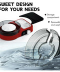 Red Pottery Wheel Kit For Beginners with removable parts and storage compartment, designed for easy cleaning and accessibility.