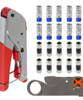 3 In 1 Coax Cable Crimping Tool Kit With 20 Pcs F Type RG59 RG6 Compression Connectors And Coaxial Cable Stripper For Quick Install