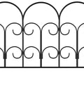 Metal Garden Fencing Set Of 5 Interlocking Panels For Flower Beds And Landscaping Decorative Scroll Edging With Lawn Stakes Seven Point Six Feet Of Border Durable Black Patio Ready Yard Border front view