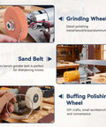 Grinding wheel and sanding belt of Robust Mini Belt Sander And Electric Grinder With 7 Adjustable Speeds for metal and wood.