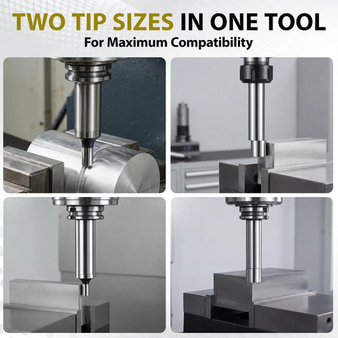 Double End Edge Finder With 0.200 Inch And 0.500 Inch Contact Tips For Precision Milling Setup A Handy Reliable Tool For Machinists To Fast Edge Locate During Milling Durable Easy To Use For Quick Calibrations In The Shop, hardened steel in milling vise