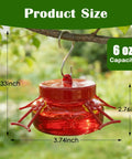 6 Oz Glass Hummingbird Feeders For Outdoors Hanging 2 Pack Mason Jar Style With 4 Realistic Silicone Flower Ports Perches Easy To Clean Refill Red For Gardens And Patios
