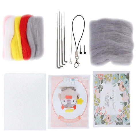 Beginner Friendly Wool Felting Kit With Safe Tools And Storage Box Easy Fun Craft For Making Cute Animal Plush Dolls 113 Piece Energy Angel And Devil Theme Fiber Arts Supplies For Kids And Adults, wool and tools laid out