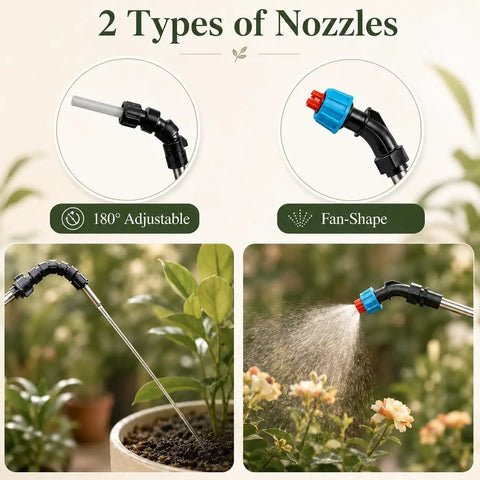 Image showing two nozzle types for Super Handy High Reach Plant Waterer For Indoor Plants With Telescoping Wand From 25.6 To 35.4 Inches