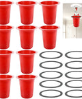 Paint Proof Magnetic Fire Sprinkler Head Covers 10 Pack Reusable Overspray Shields For Contractor Renovation And Interior Painting Jobsites In Bold Red, red plastic caps and black adhesive magnets.
