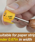 Close-up of Wooden Paper Bead Roller With Slotted Metal Tip for Easy Quilling showing size suitability for paper strips under 0.67 inches