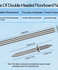 Size chart of 250 Pack Double Headed Skirting Nails Made Of Premium Carbon Steel for seamless wood installation.