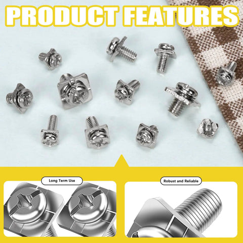 240 Piece Terminal Block Screw Set In 12 Sizes With Nickel Plated Carbon Steel And Square Washers M3 To M5 Dryer Terminal Screws For Quick Wire Fixes And DIY Wiring Projects shown with assorted screws
