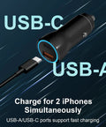 Boss 43W USB C Car Charger With Three Point Three Ft Type C To C Cable MFi Certified Fast Charge For iPhone 15 16 17 Series