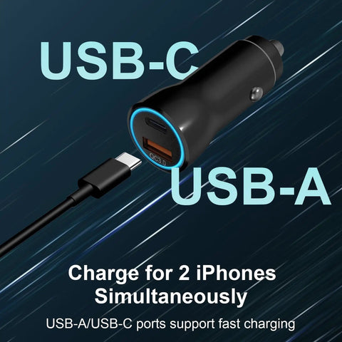 Boss 43W USB C Car Charger With Three Point Three Ft Type C To C Cable MFi Certified Fast Charge For iPhone 15 16 17 Series