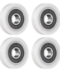 Set Of 4 White Roller Idler Bearing Pulleys 8X30X7Mm With Smooth 608RS Bearings For Quiet Conveyor Track Rolling Wheel Applications In Furniture Hardware Accessories And DIY Projects.