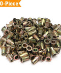 100 Piece 3/8-16 Rivet Nuts Kit In Carbon Steel Threaded Nutserts for metal and automotive projects displayed on white background
