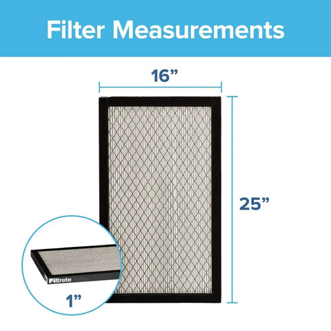 HVAC Air Filter 16x25x1 MERV 14 MPR 2800 Pleated 3 Month Filter Pack of 2 White Ultrafine Particle Reduction size specifications