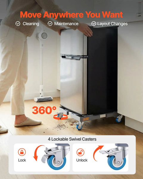 Heavy Duty Rolling Base For Mini Fridge And Washing Machine 16 To 25 In adjustable mobile platform with lockable swivel casters.