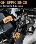 Side by side view of 20V Cordless Electric Ratchet Wrench Kit With 3 Eighth Inch Drive Beefy 400 RPM Torque 45 Ft-Lbs in use