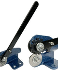 Pro Grade Heavy Duty Sheet Metal Disc Cutter for 16 Gauge Bench Mounted Metalworking Tool with deep throat and tight curve capability.