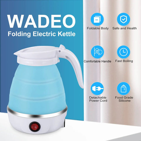 On The Go Portable Electric Kettle 600ml Foldable Tea Coffee Kettle With Collapsible Cup Set Fast 5 Minute Boil BPA Free