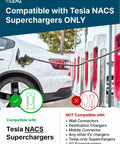 Pull Up To Tesla Supercharger Plugs With This Ridiculously Smooth 500 Amp Nacs To Ccs1 Adapter Bringing Fast Dc Juice To Your Reliable And High Performance Ul Certified Non Tesla Electric Car showing compatible charging setup.