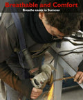 Man using Heavy Duty Welding Sleeves And Neck Guard Set Built Tough For Cut Heat And Flame Defense during metal grinding.