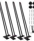 22 Inch Hairpin Table Legs Set Of 4 Heavy Duty Black Metal Furniture Legs For DIY Projects with screws and protectors