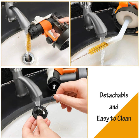 Cleaning a Professional Grade Hvlp Electric Spray Paint Gun With Massive 1200Ml Cup under tap, showing detachable parts.