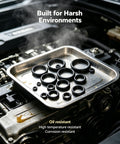 Premium 250 Piece O Ring Assortment Kit With 15 Sizes Nitrile Rubber Seals in engine bay on tray