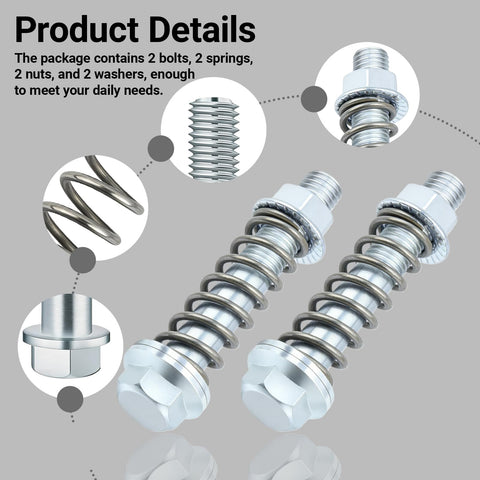 2 Piece M10x1.25 Exhaust Manifold Bolts And Nuts Kit With Built In Springs For Muffler Repair shown with detailed parts