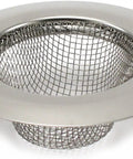 Close-up of stainless steel mesh strainer from Set Of 4 Stainless Steel Mesh Strainers For Bathroom Sink And Bathtub Universal Fit No Fuss Easy