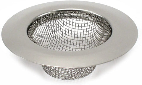 Close-up of stainless steel mesh strainer from Set Of 4 Stainless Steel Mesh Strainers For Bathroom Sink And Bathtub Universal Fit No Fuss Easy