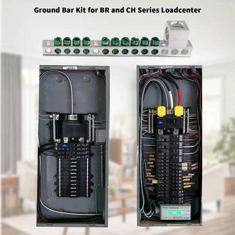 Heavy Duty Ten Terminal Grounding Bar Kit For Eaton Br Ch Load Centers Breaker Box Electrical Panel Upgrades shown installed in loadcenters.