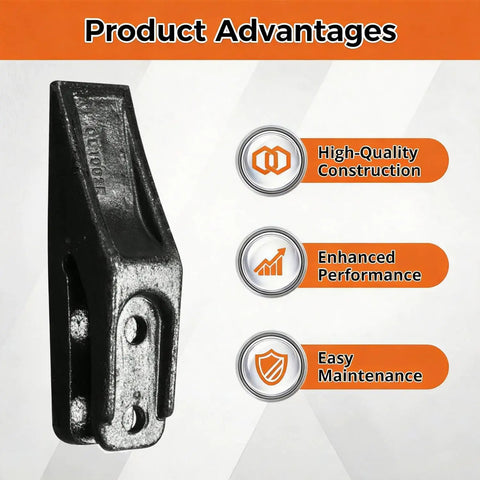 Trenching Bucket Teeth For 5/8 Inch Lip Machines, Bolt-On Unitooth, Black, shown with product advantages.