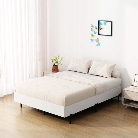 Rock Solid King Size Box Spring With Seven Inch Steel Bed Base Foundation and Dust Resistant Fabric Cover For Silent Nightly Rest and Quick Setup with Pro Grade Structural Support Inside in modern bedroom.