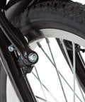 Side view of a bike wheel with V Bike Brake Pads With Hex Nuts And Spacers Set 70 Mm Black Designed For Durable V Brakes on tire