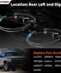 Premium Rear Abs Wheel Speed Sensors Left And Right Plug And Play Set For 2007 To 2013 Chevy Silverado 1500 2500 3500 Gmc Sierra showing installation location.