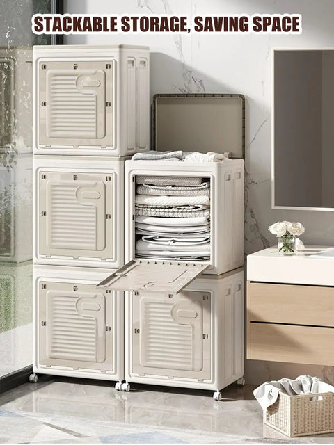 Super Chunky Foldable Storage Bin With Smooth Rolling Wheels And Secure Flip Lid For Clothes Bedding And Home Closet Organization Clutter Crushing Daily Go To