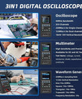 3 In 1 Handheld Oscilloscope With 40 MHz 2 Channel Automatic Digital Oscilloscope, Multimeter And Waveform Generator