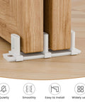 Sliding Barn Door Floor Guide For Double Bypass Doors With Adjustable Three Roller System Easy Install Bottom Guide In White Finish