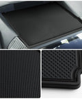 Silicone dashboard mat installed in Subaru, close-up detail of pattern. Subaru Dashboard Mats For Forester Crosstrek Impreza 2018 2024 Upgrade Silicone Interior Dash Pad Liner All Black Heat Resistant Non Slip Easy Clean Keeps Your Cabin Looking Fresh.