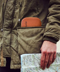 8 Piece Wire Brush Set With Brass Stainless Steel And Nylon Bristles For Rust Busting Dirt Scrubbin And Paint Scrubbin Double Ended Cleaning Picks In A Portable Orange Case partially visible from a jacket pocket with a person holding a map.