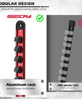 Comparison of aluminum magnetic socket rack and ABS plastic rack for Heavy Duty Magnetic Socket Organizer Set With 360 Degree Swivel Clips Aluminum Socket Rack Kit For One Half Inch Three Eighths Inch And One Quarter Inch Sockets Holds 240 Sockets In Tool Box Drawer