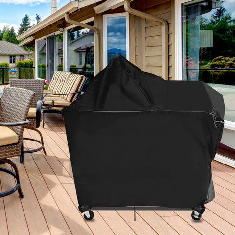 48 Inch Outdoor Sink Cover For Feasto And Cuisinart CGWM-090 CGWM-094 on patio, black 600D Oxford fabric with UV protection