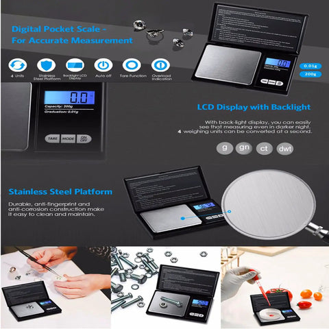 Pocket Size Digital Scale With 200g Capacity And 0.01g Precision Ultra Compact Jewelry And Gram Scale for accurate measurements.