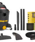 Contractor Wet Dry Vacuum 10 Gallon Pro Workhorse with attachments, 1.5 Inch By 8 Foot Hose, 95 CFM, 4.0 Peak HP, tool storage, filters.