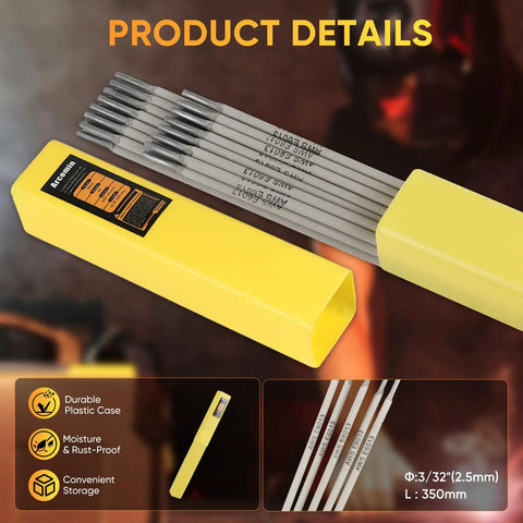 E6013 3/32 Inch Welding Rods 2Lb Set For Carbon Steel All Positions with yellow plastic case