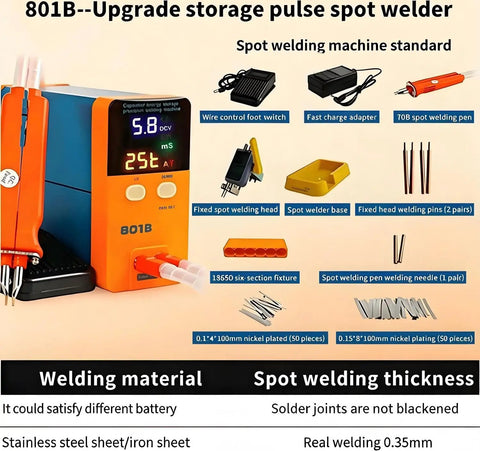 Beast 11.6KW Induction Battery Welder For Lithium Packs, Portable Spot Weld Tool with accessories and display, 801B Model.