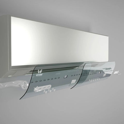 Adjustable AC Air Deflector Extends From 24 To 43 Inches, 360 Degree Rotatable To Direct Airflow Straight To Where You Want fitted on AC.